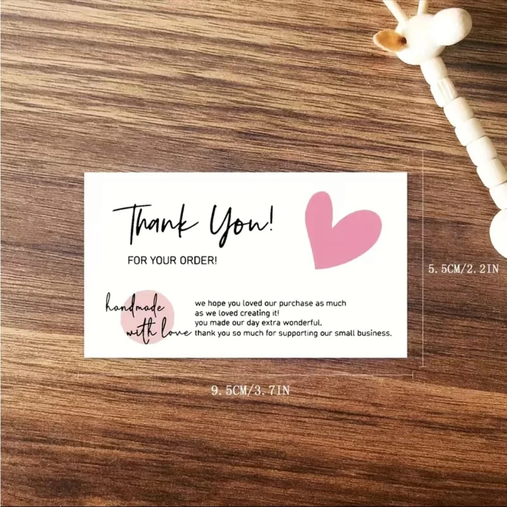 50 Cards, Thank You Handmade with Love, Cards 3.5” X 2”